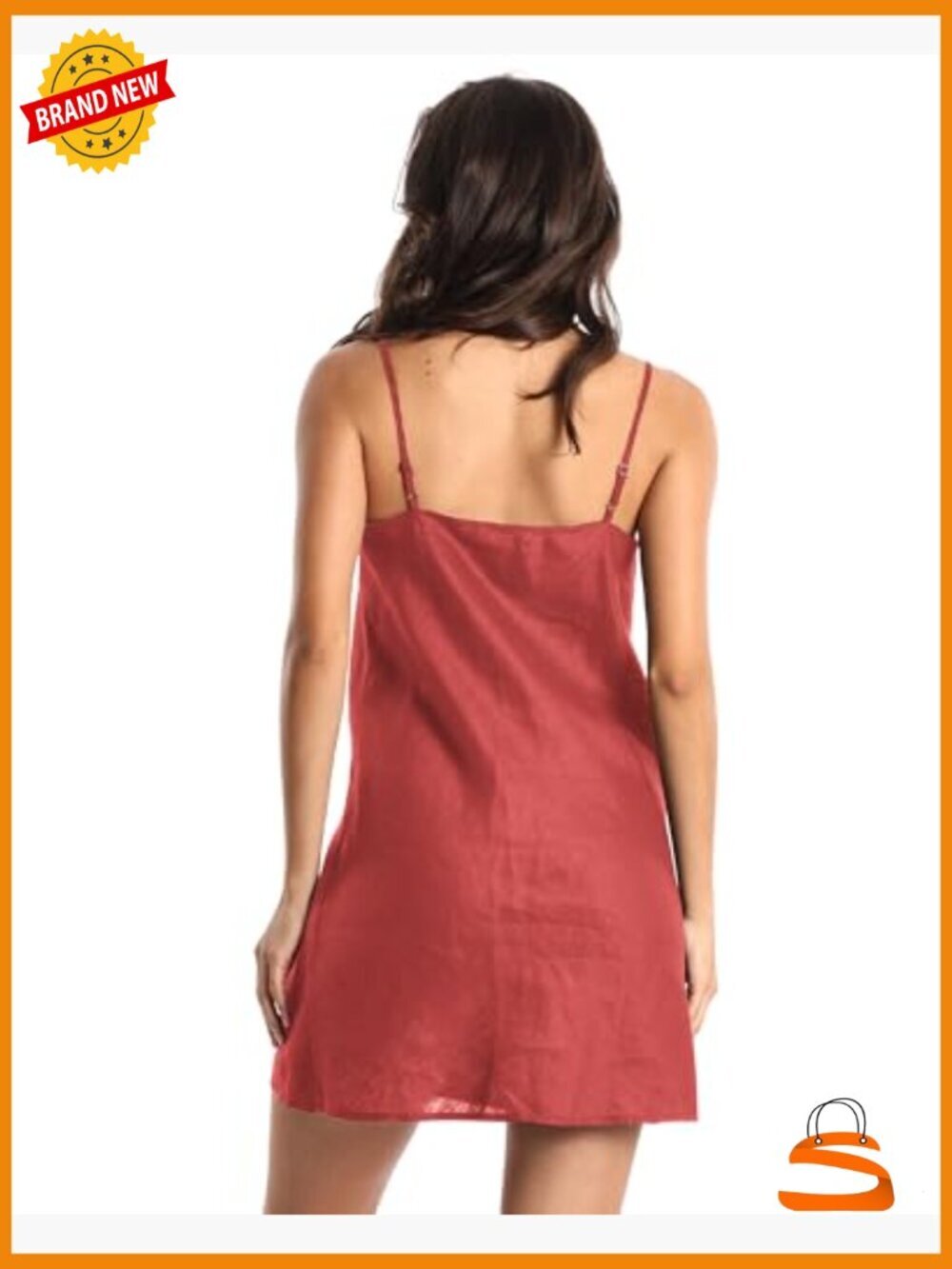 Pure Linen Summer Sleeveless Spaghetti Strap Mini Dress with Lining - Picture 3 of 7